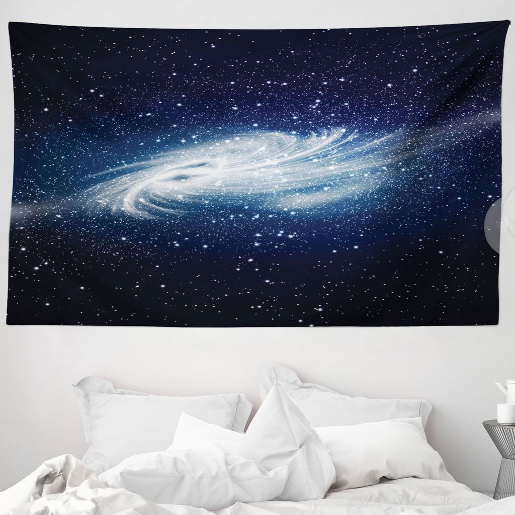 ABAKUHAUS Nebel Wandteppich, Milchstraße-Galaxie Weltraum aus Weiches Mikrofaser Stoff Waschbar ohne Verblassen Digitaldruck, 230 x 140 cm, Weiß