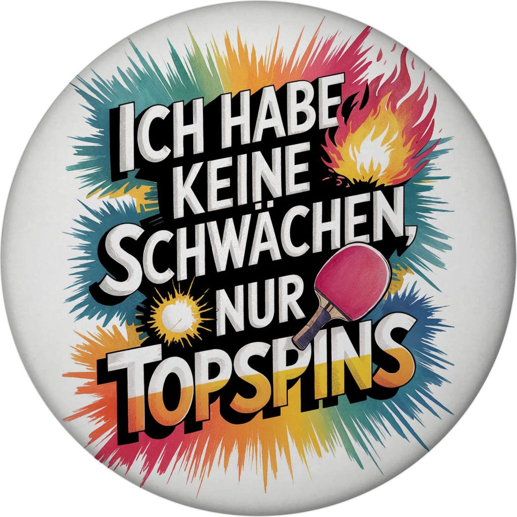 Keine Schwächen, nur Topspins Magnet mit Flaschenöffner Tischtennisschläger und