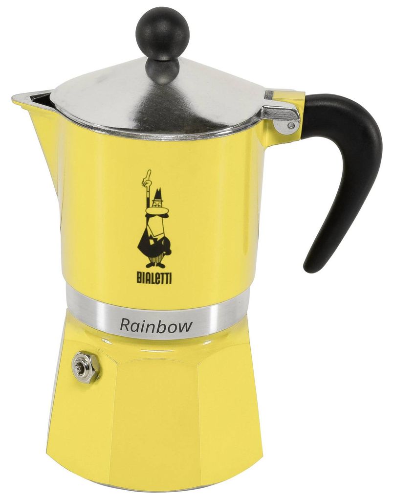 Bialetti Rainbow, Kawiarka moka, Czarny, Żółty, Aluminium, Zdjęcie produktu 
