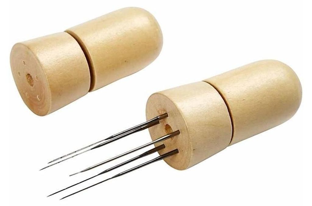 Filznadel-Halter für bis zu 5 Nadeln! Griff für Filznadeln Holzgriff