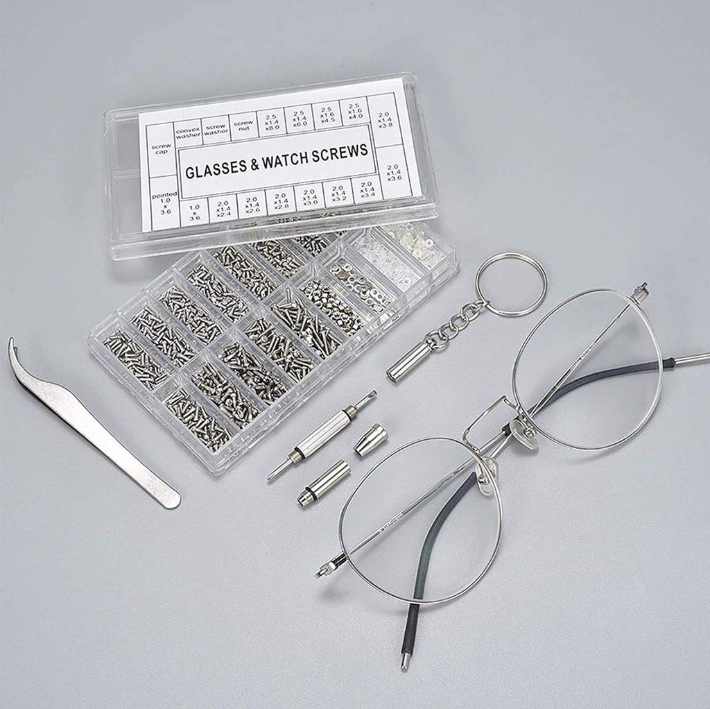 Jumada's - „1000-teiliges Edelstahl-Mikroschraubenset + Brillenreparaturset inkl. Werkzeug“
