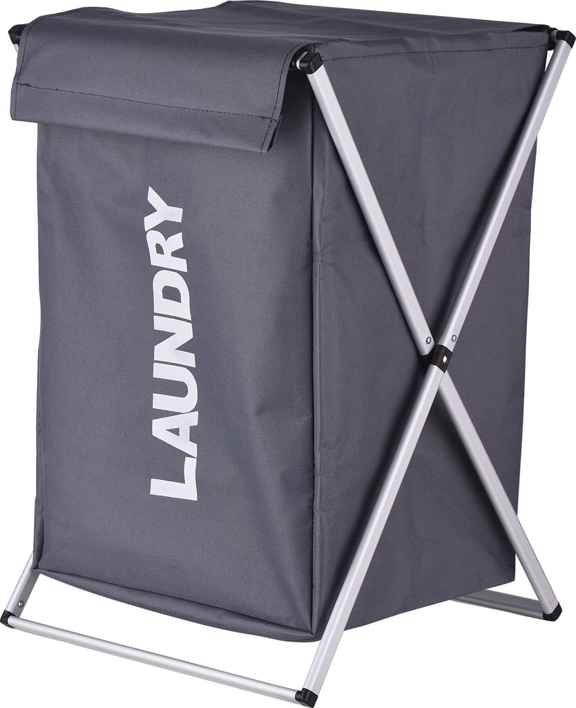 Waeschekorb Kleiderkorb Organizer Sortierer Aufbewahrung Faltbar mit Abdeckgriff Aluminiumrahmen fuer Badezimmer Schlafzimmer Home Grau