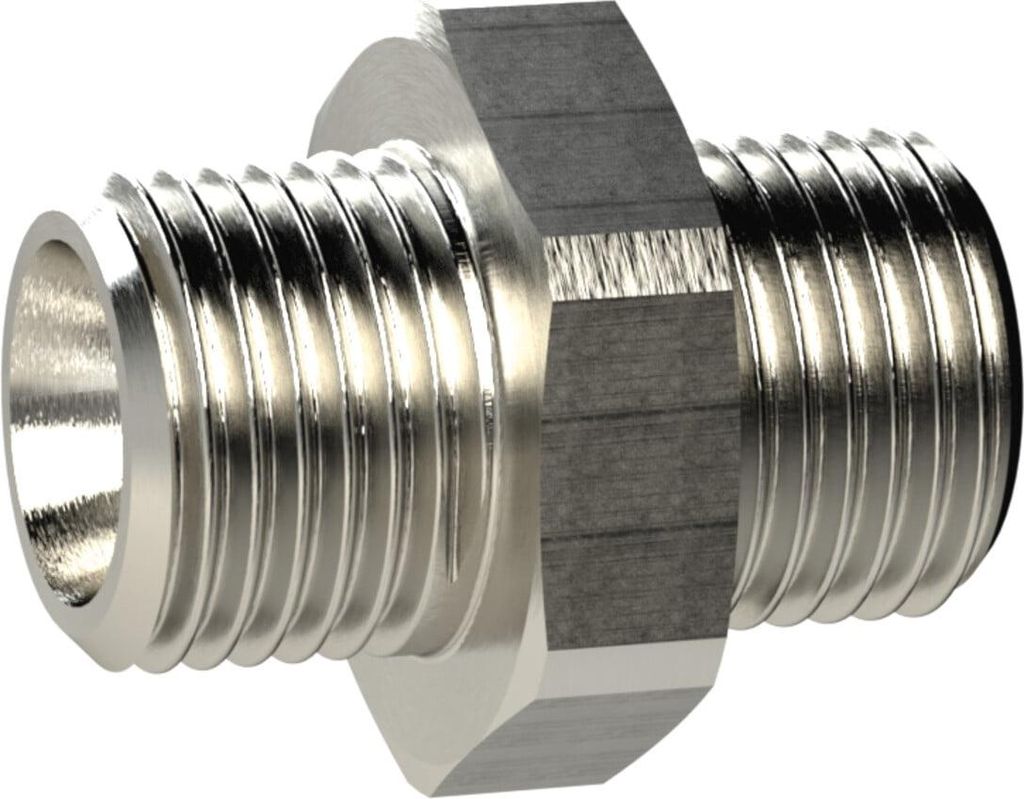 Riegler Doppelgewindenippel, zyl., G 1 a., G 2 a., SW 70, MS vern.