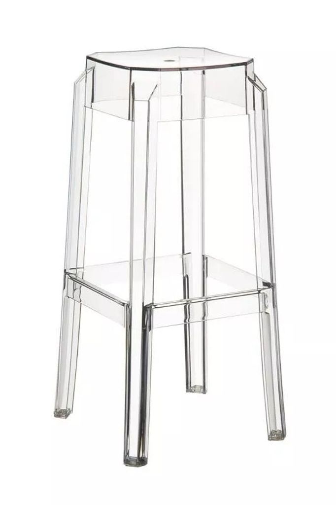In And OutdoorMatch Minimalistischer Barhocker Mathilde – Transparent – Modernes Design – 2er-Set – Fußstütze – Für Küche und Bar –...
