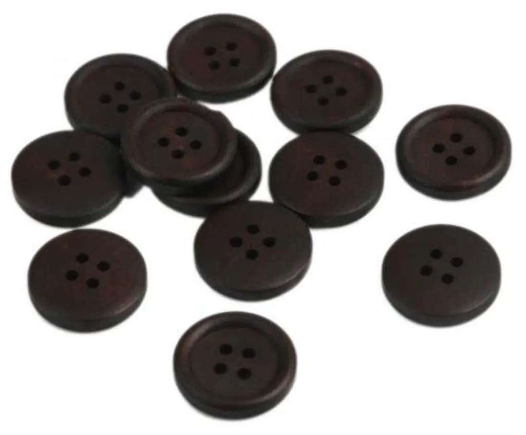20 Boutons bois robustes marron foncé 20 mm, idéal remplacement veste