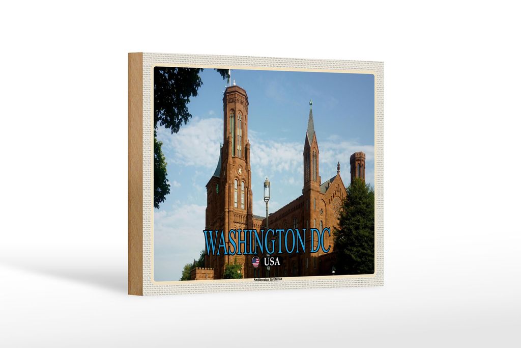 Holzschild Reise 18x12 cm Washington DC USA Smithsonian Institution
