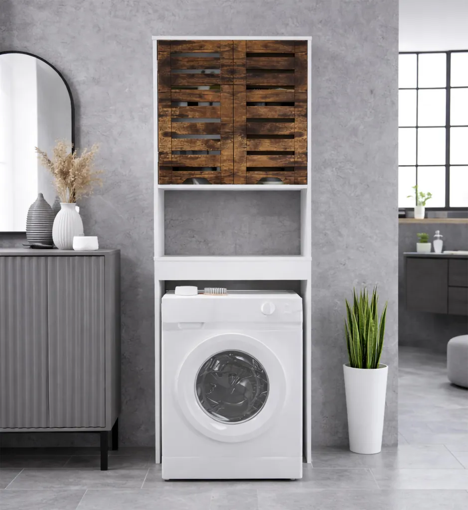 Armadio Lavanderia Flonali Überbauschrank | Design Bianco Minimal 190cm - 5