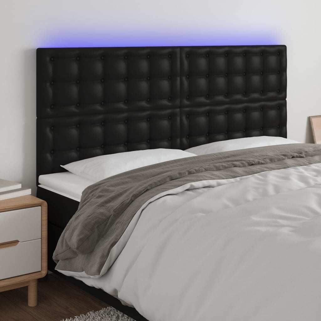 LED Kopfteil Schwarz 200x5x118/128 cm Kunstleder , Kopfteile Design 2024
