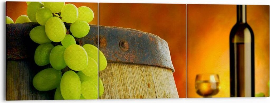 Bild auf Leinwand - Leinwandbild - Landwirtschaft Alkohol Fass Tasse - 150x50cm - Wand Bild - Wanddeko - Leinwanddruck - Bilder - Kunstdruck - Lein...