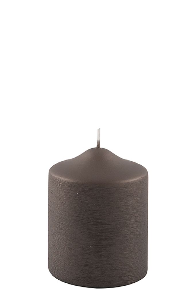 Fink metallic Stumpenkerze Candle mocca Paraffin Höhe 10 cm