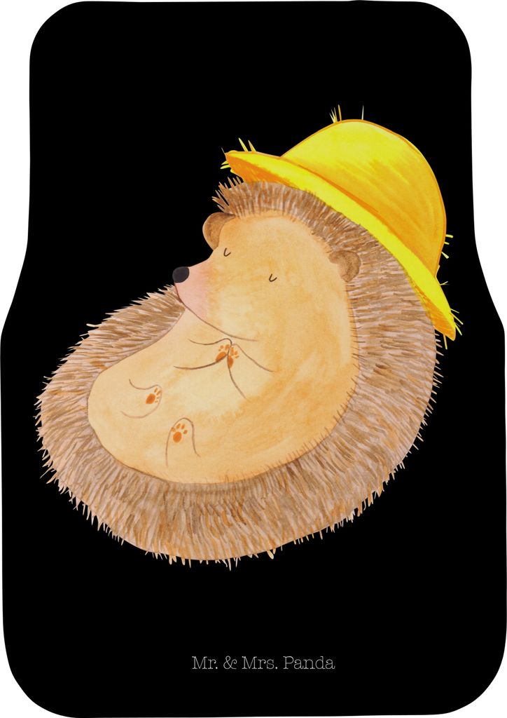 Mr. & Mrs. Panda Autoteppich Igel Beten - Schwarz - Geschenk, Dankbar sein, Fußmatte Auto Universal, Teppich, Automatte, Amen, Genießen, Sonnenhu...