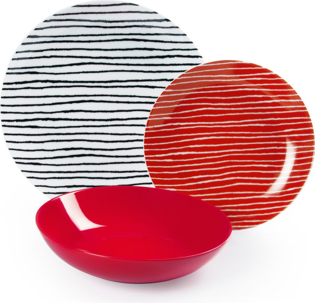 Service De Vaisselle Crazy Line Excelsa 18 Pièces - Assiettes Plates, Creuses, à Dessert, Design Coloré - 9