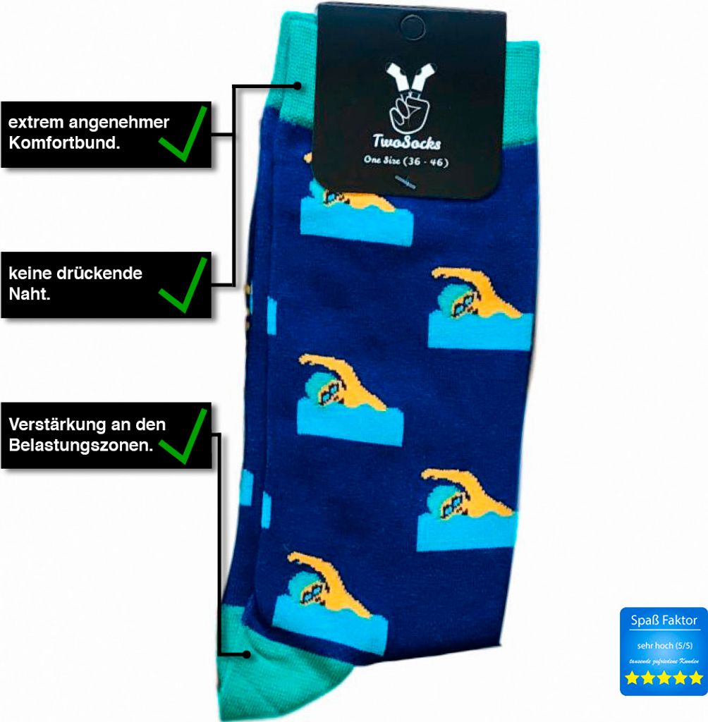 TwoSocks lustige Socken Schwimmer Socken Sportsocken, Produktbild 5