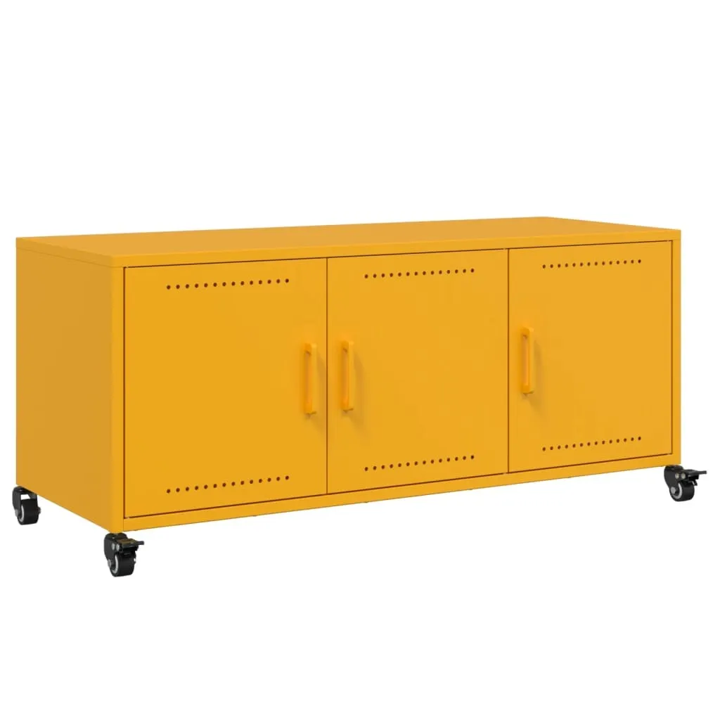 Meuble TV en Acier Jaune Moutarde vidaXL - Style Industriel et Moderne