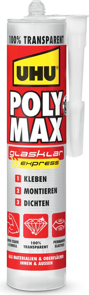 Kleb-/Dichtstoff POLY MAX POWER glasklar 300g Kartusche UHU Produktbild