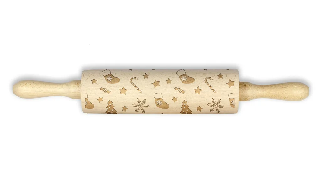 efo Mattarello in rilievo con design inciso, rullo decorativo per impasto, accessori da forno per torte per realizzare torte e ceramiche uniche, mattarello splendidamente fatto a mano, 40 cm (impronte
