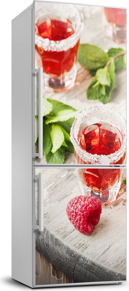 Tulup Kühlschrankdekoration - 70x190 cm - Aufkleber auf dem Kühlschrank - Himbeeren und Getränke