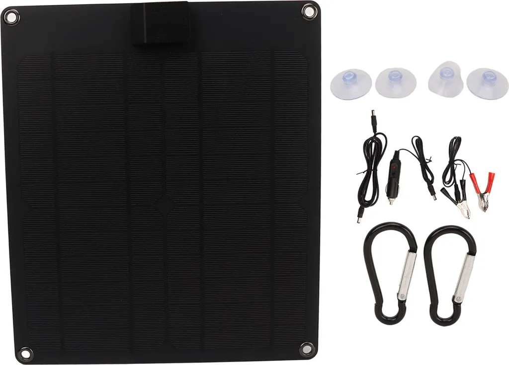 Kit Pannello Solare 15W 12V/5V Impermeabile per Camper e Barche - Nero