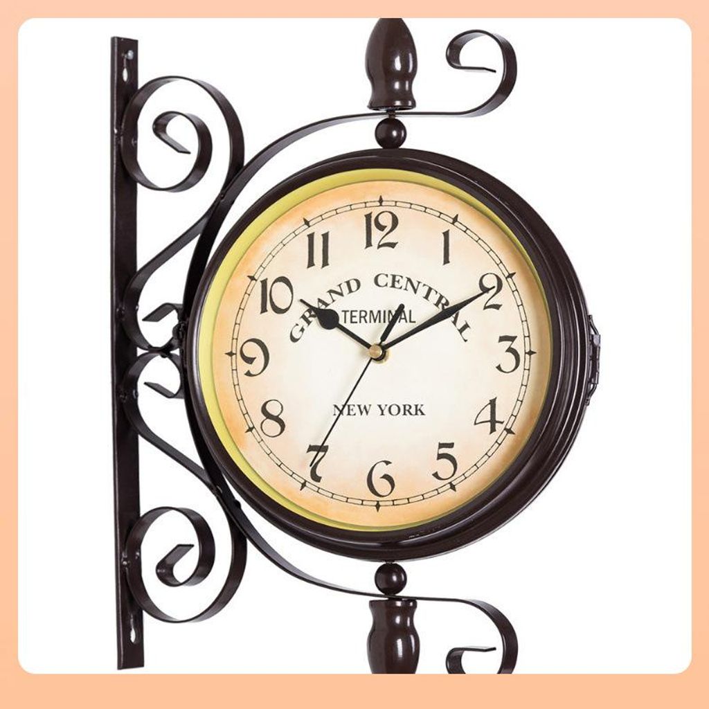 Doppelseitige Uhr mit Thermometer – B 8,7 cm x T 25 cm x H 28,5 cm – er Versand