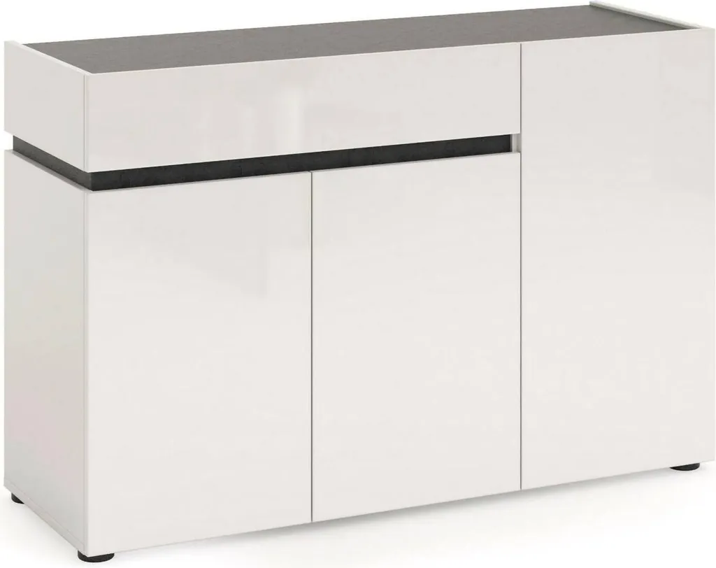 Buffet de Cuisine ou Salon Blanc Brillant 120cm - Rangement Chic Bajardo