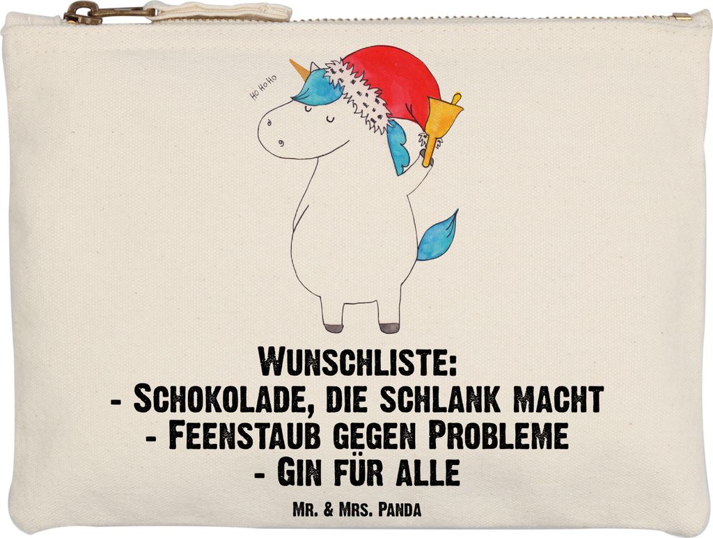 Mr. & Mrs. Panda Kulturbeutel Einhorn Weihnachtsmann Grösse XL Große - Weiß - Geschenk, Unicorn, Schlampermäppchen, Kulturtasche, Schokolade, G...