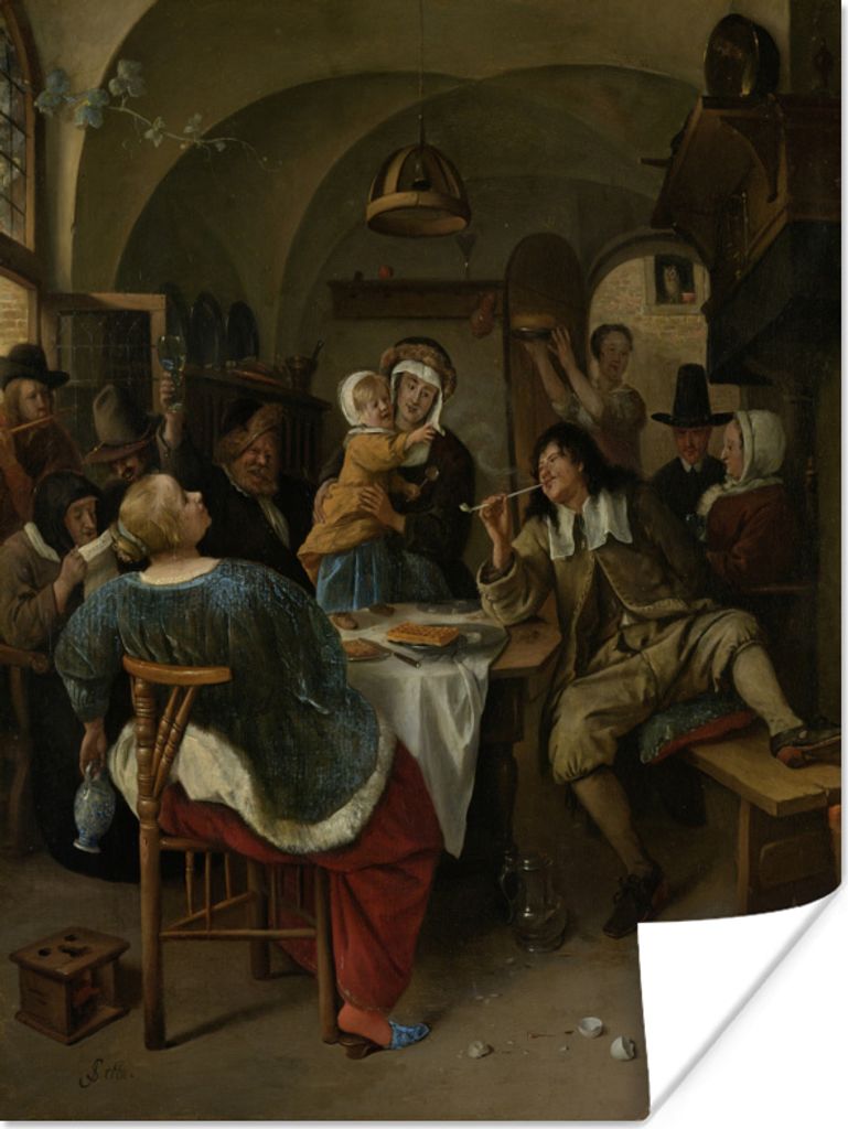 MuchoWow Poster Familienszene - Jan Steen 30x40 cm - Wandplakat - Poster Kinderzimmer