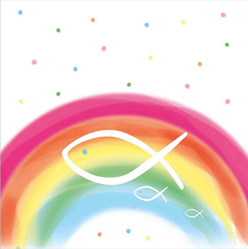 Tischdeko Kommunion Konfirmation Regenbogen Rainbow Kerze Servietten Religion Fest, Ausf:20 Servietten