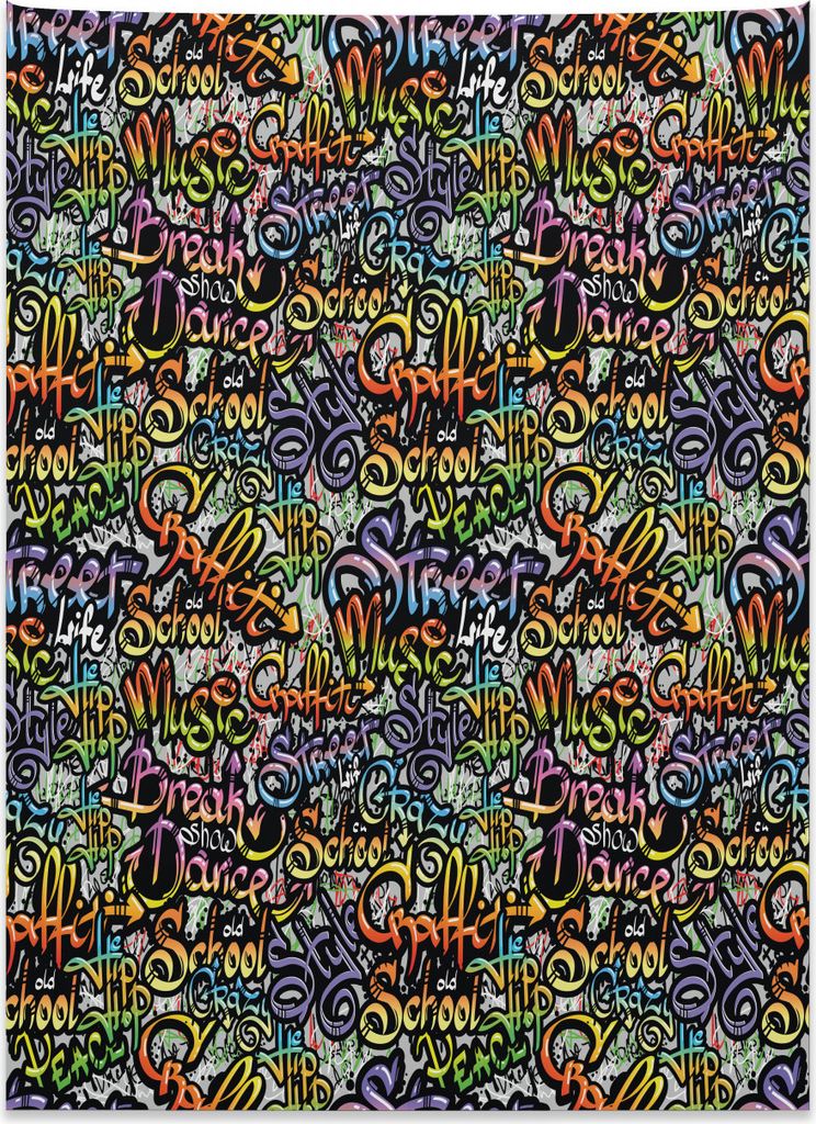 Abakuhaus HipHop Wandteppich, Ghetto Grafitti Spray aus Weiches Mikrofaser Stoff Kein Verblassen Klare Farben Waschbar, 110 x 150 cm, Mehrfarbig