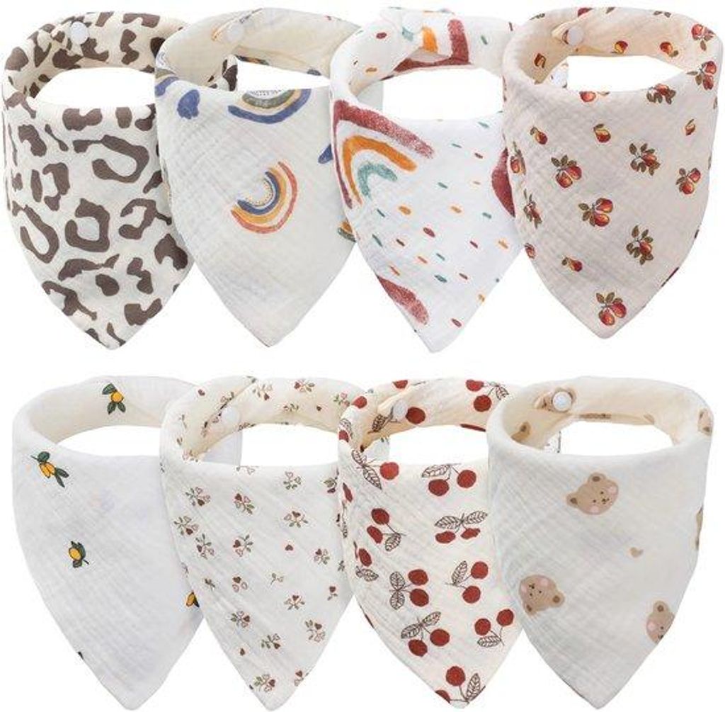 Baby- Dreieck- Windel-Set 8er, weiche und absorbierende Mousseline- Windeln mit 2 verstellbaren Knöpfen für Säuglinge, Kleinkinder, Neugeborene,...