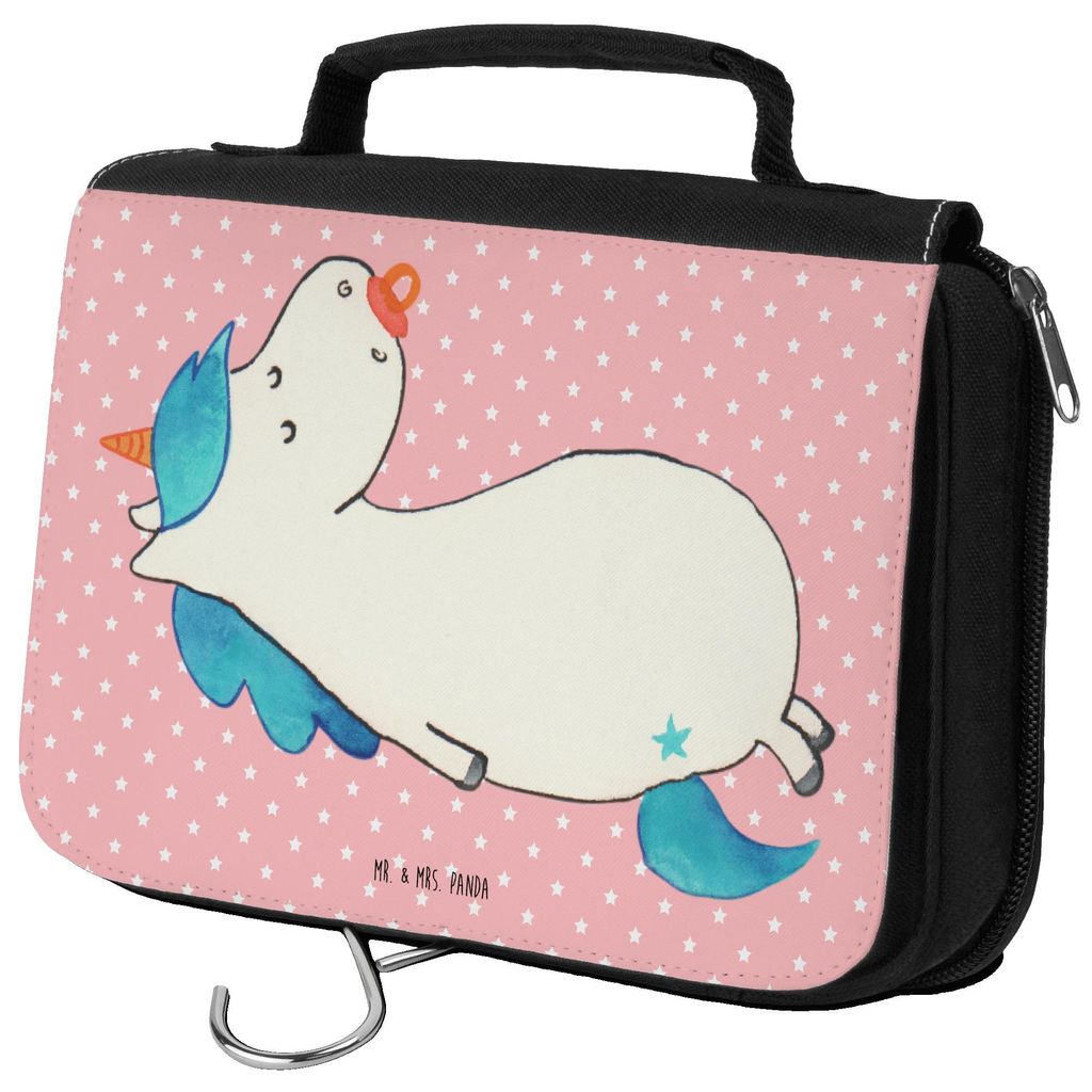 Mr. & Mrs. Panda kosmetiktäschchen Einhorn Schnuller - Rot Pastell - Geschenk, Kulturbeutel, Geburt, Geburtstag, Kosmetiktasche, Einhörner, kultu...