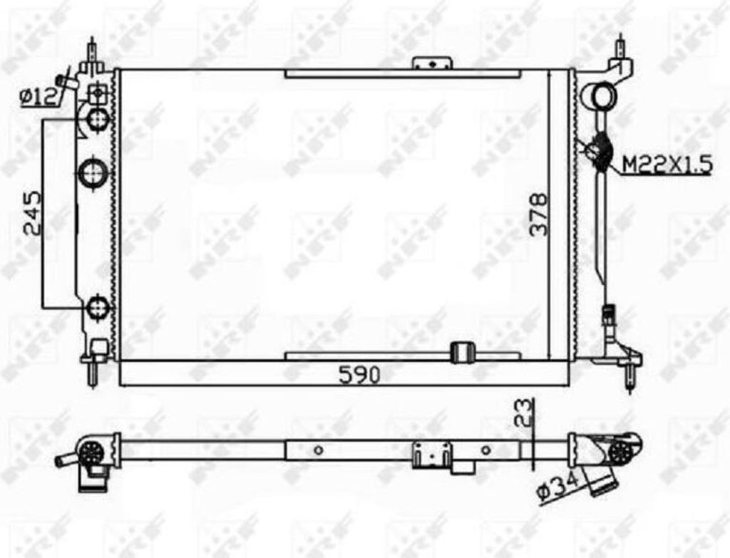 Kühler Motor Kühlrippen 590 - 378 mm Alu NRF für u.a. OPEL ASTRA