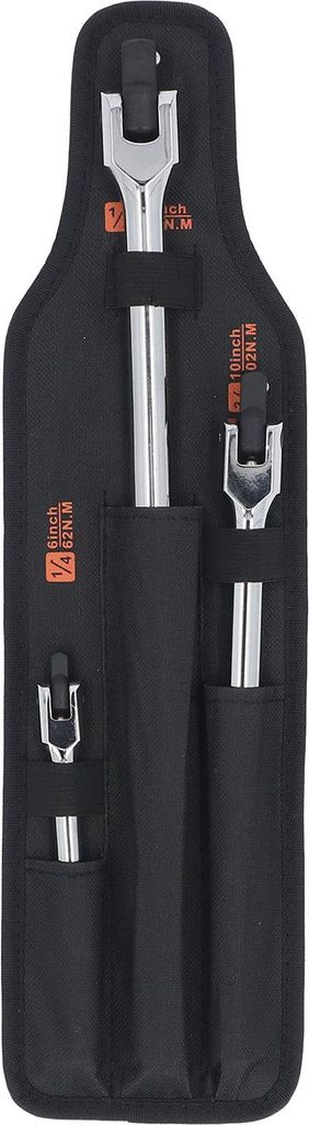 3-teiliges Brechstangen-Set mit 1/4-Zoll-, 3/8-Zoll- und 1/2-Zoll-Antrieb, drehbarem Kopf, Verlängerungs-Brechstangen und langem Steckschlüssel