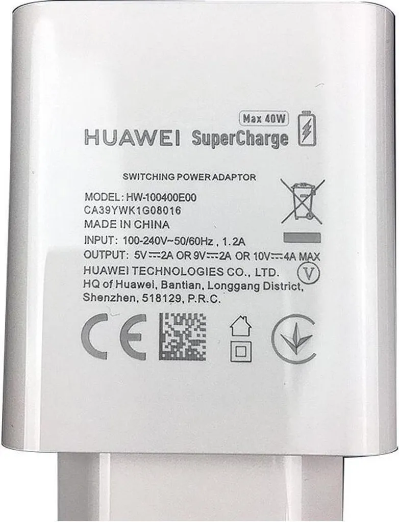 Huawei HW-100400E00 SuperCharge 40W Originale - Caricabatterie USB Bianco