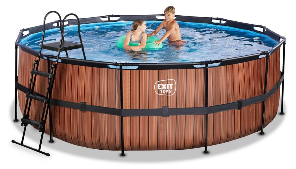 EXIT Wood rámový bazén ø427, nadzemní bazén, s filtračním Obrázek produktu 