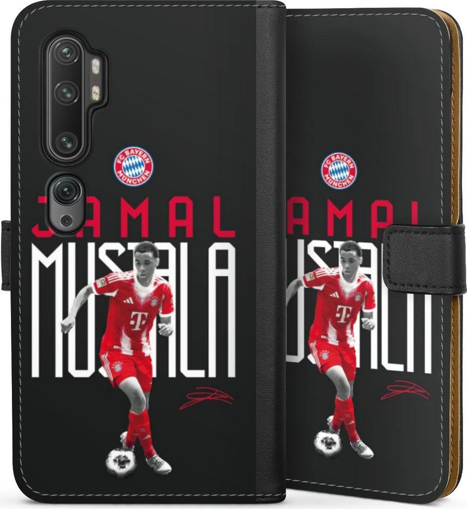 DeinDesign Klapphülle für Xiaomi Mi Note 10 Pro Handytasche Lederhülle Tasche FC Bayern München Offizielles Lizenzprodukt Jamal Musiala