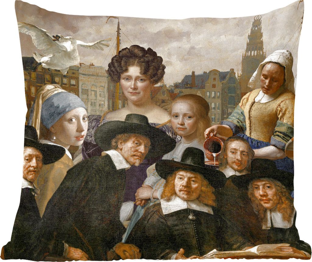 MuchoWow Zierkissen Sofakissen Wohnzimmer Dekokissen 45x45 cm Kunst - Alte Meister - Collage - Schlafpolster - Polster für das Sofa