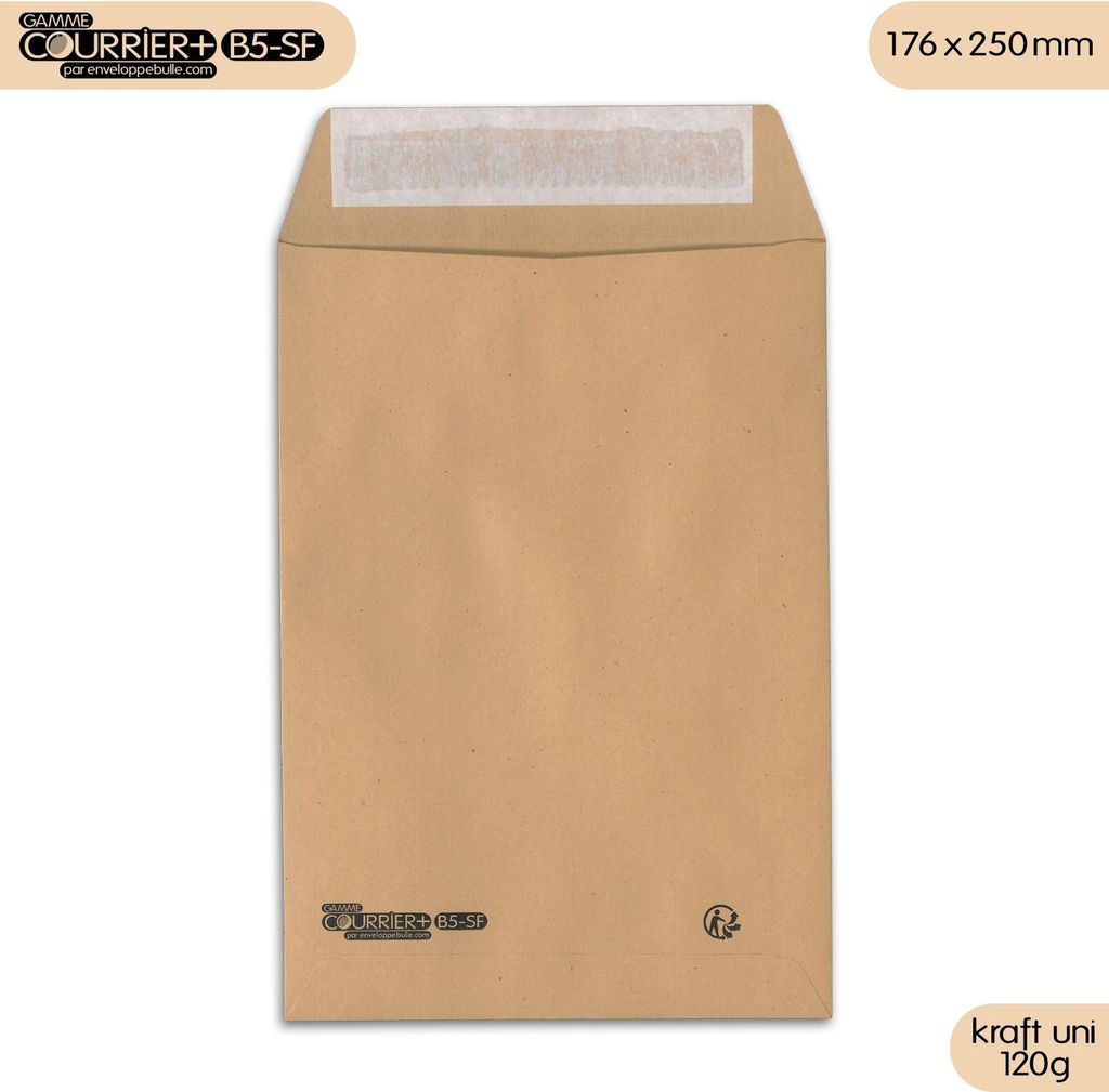 Lot de 50 enveloppes kraft brun uni b5 gamme courrier+ Image du produit 