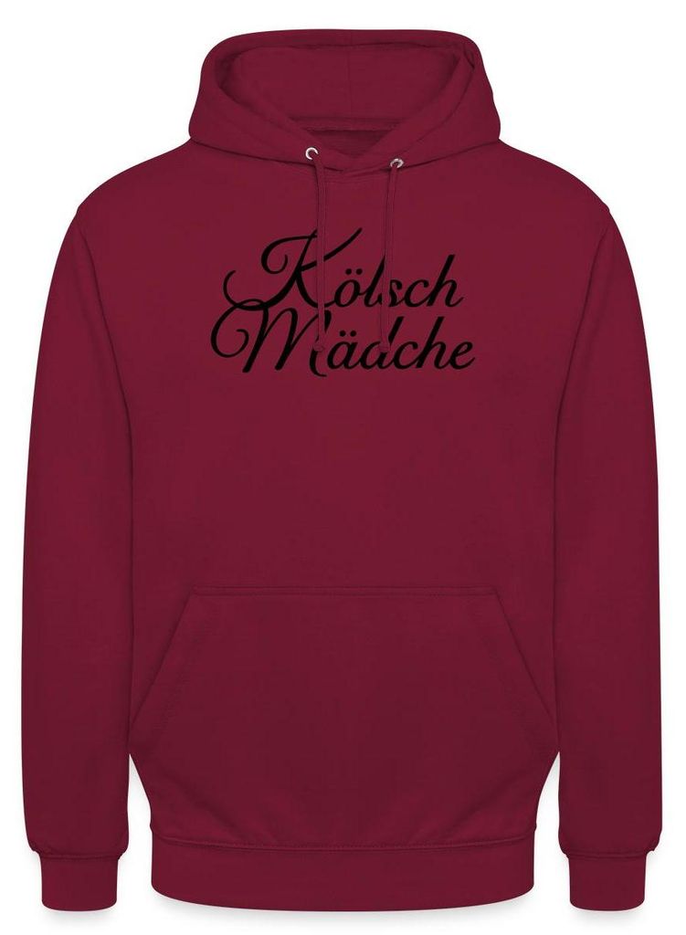 Spreadshirt Kölsch Mädche Schriftzug Karneval Uni Hoodie, S, Bordeaux