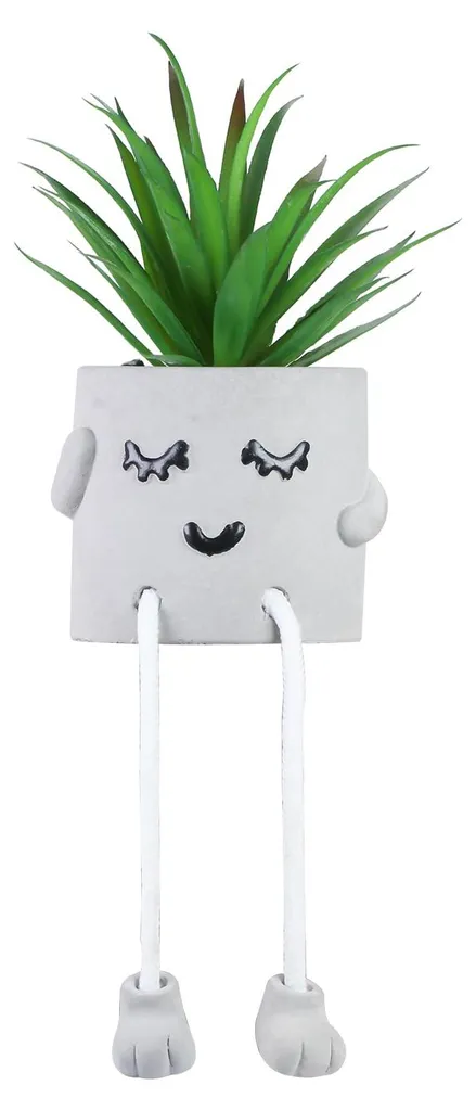 Plante artificielle bureau sans entretien - Pot ciment déco étagère