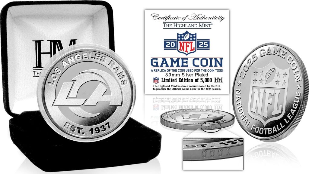 Los Angeles Rams 2025 Game Coin (39mm) Münze, silber