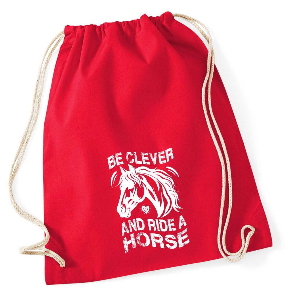 Huuraa Turnbeutel ride a horse Pferd 12 Liter Classic Red Baumwolle Rucksack Geschenkidee