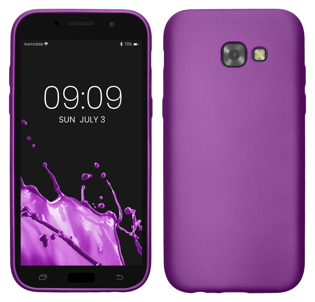kwmobile Handyhülle für Samsung Galaxy A5 (2017) Hülle - Silikon Case metallisch schimmernd - Schutzhülle Cover - Metallic Violett