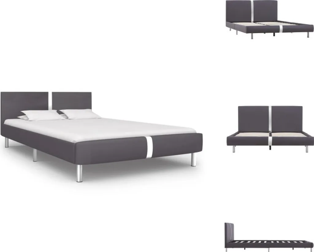 Lit 140x200 gris vidaXL en similicuir résistant et structure stable