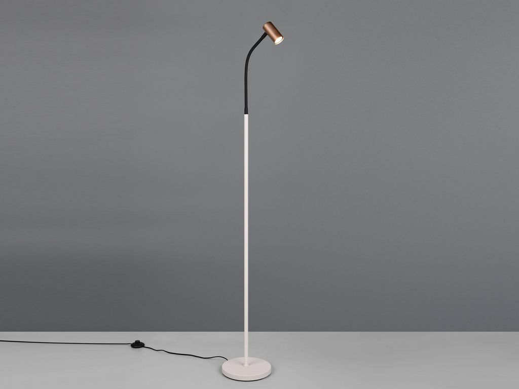 Kleine LED Stehlampe Coffee dimmbar, flexible Leselampe schmal, Wohnzimmer Ecke