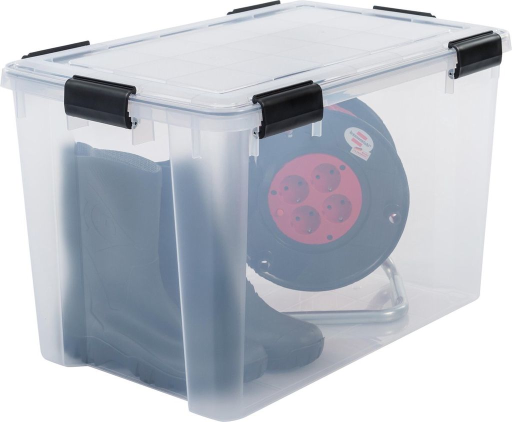 Iris USA Aufbewahrungsboxen, 60 Qt – 3 Stück, Wetterfest & Stapelbar, Transparent