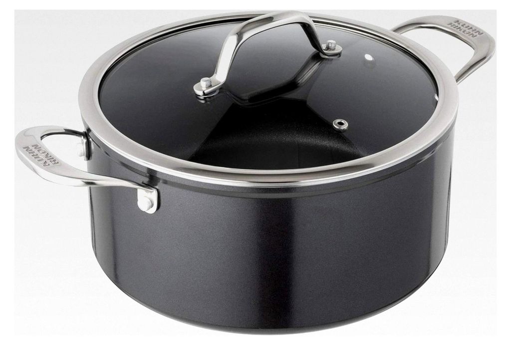 Kochtopf mit beschichteter Oberfläche und Glasdeckel, Aluminium, Induktion, 2,3 Liter/18 cm, Schwarz
