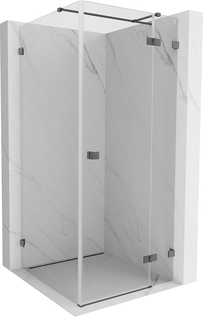 Mexen Lunar T Duschkabine, schwenkbar, rechts 120 x 120 cm, transparent, gebürstet Gun Gray - 834T-120-120-66-00-P