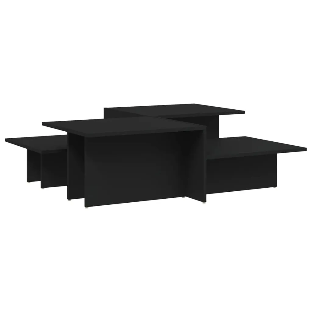 Set 2 Tavolini da Caffè in Legno Nero: Arredo Soggiorno Minimal