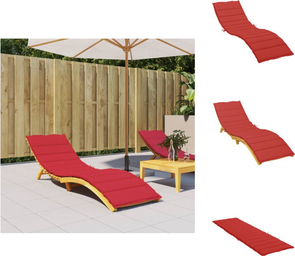 vidaXL Sonnenliegen-Auflage Rot 200x70x3 cm Oxford-Gewebe - Sitzpolster
