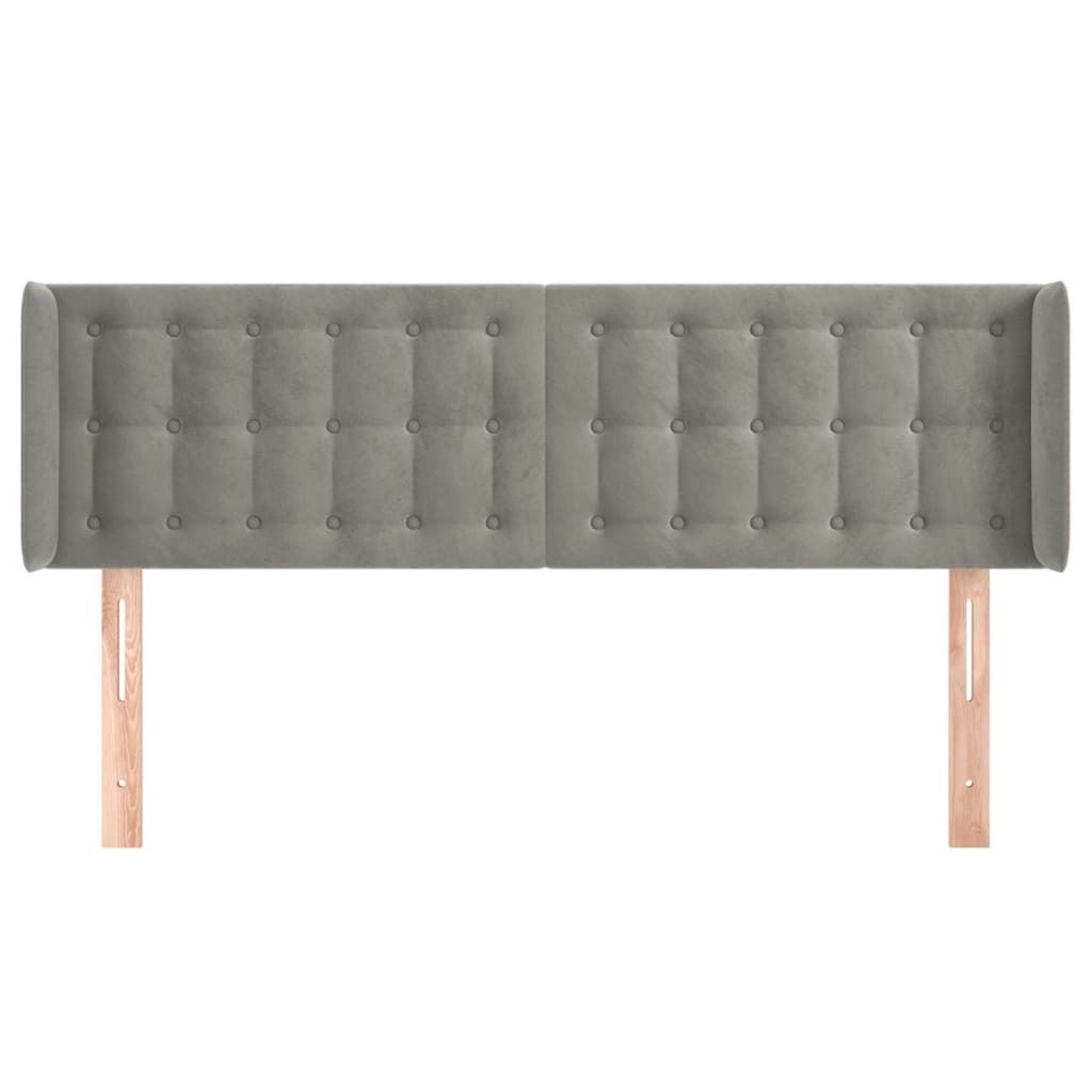 Kopfteil mit Ohren Hellgrau 147x16x78/88 cm Samt